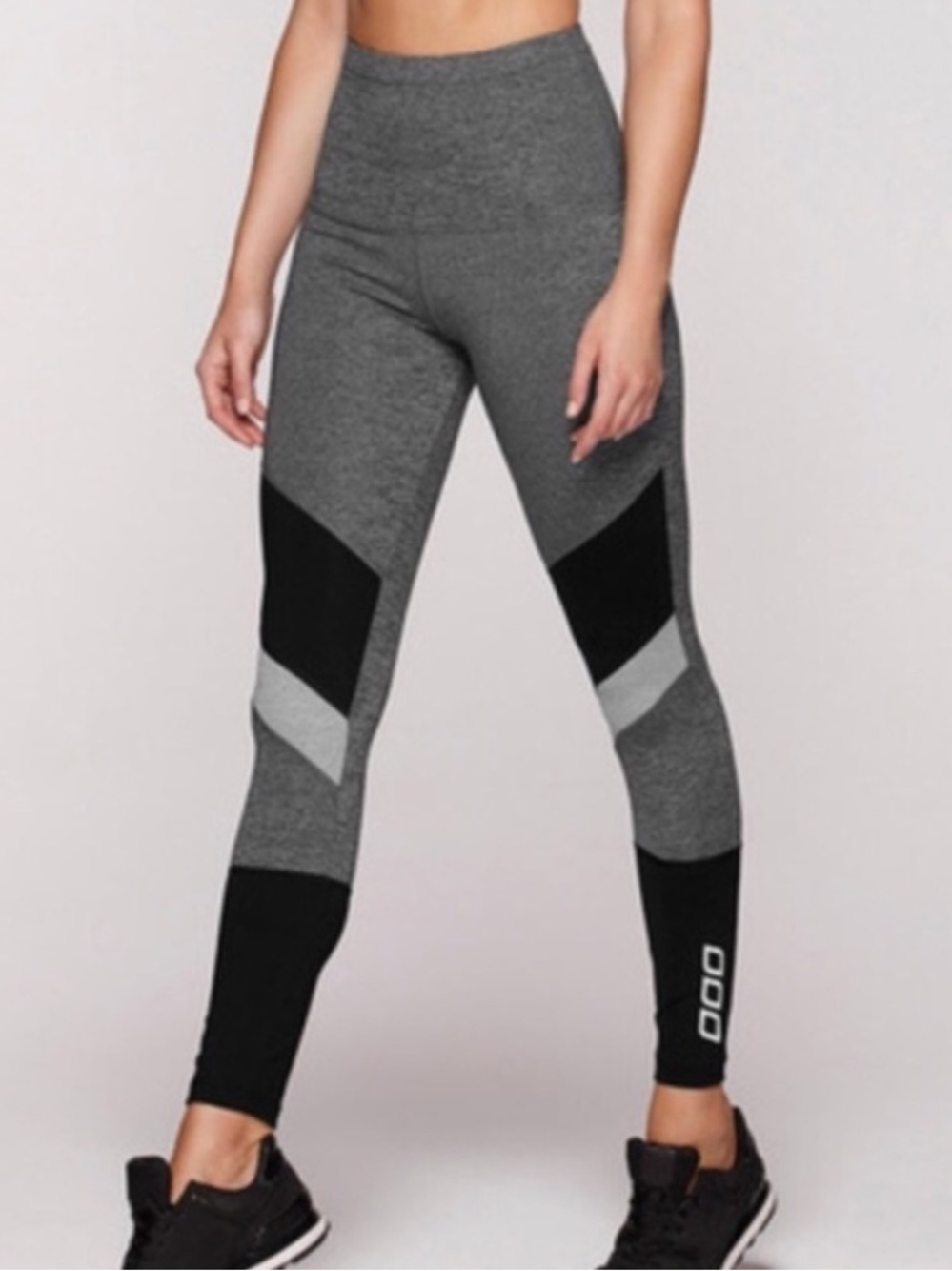 Lorna Jane High Waist Leggings XS Grey Black Charcoal Athleisure Workout Gym S